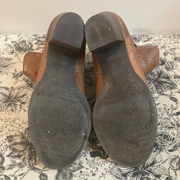 FRANCO SARTO Sz 9 Western Style Stacked Heel Strap at Ankle Leather  Booties - Picture 7 of 11